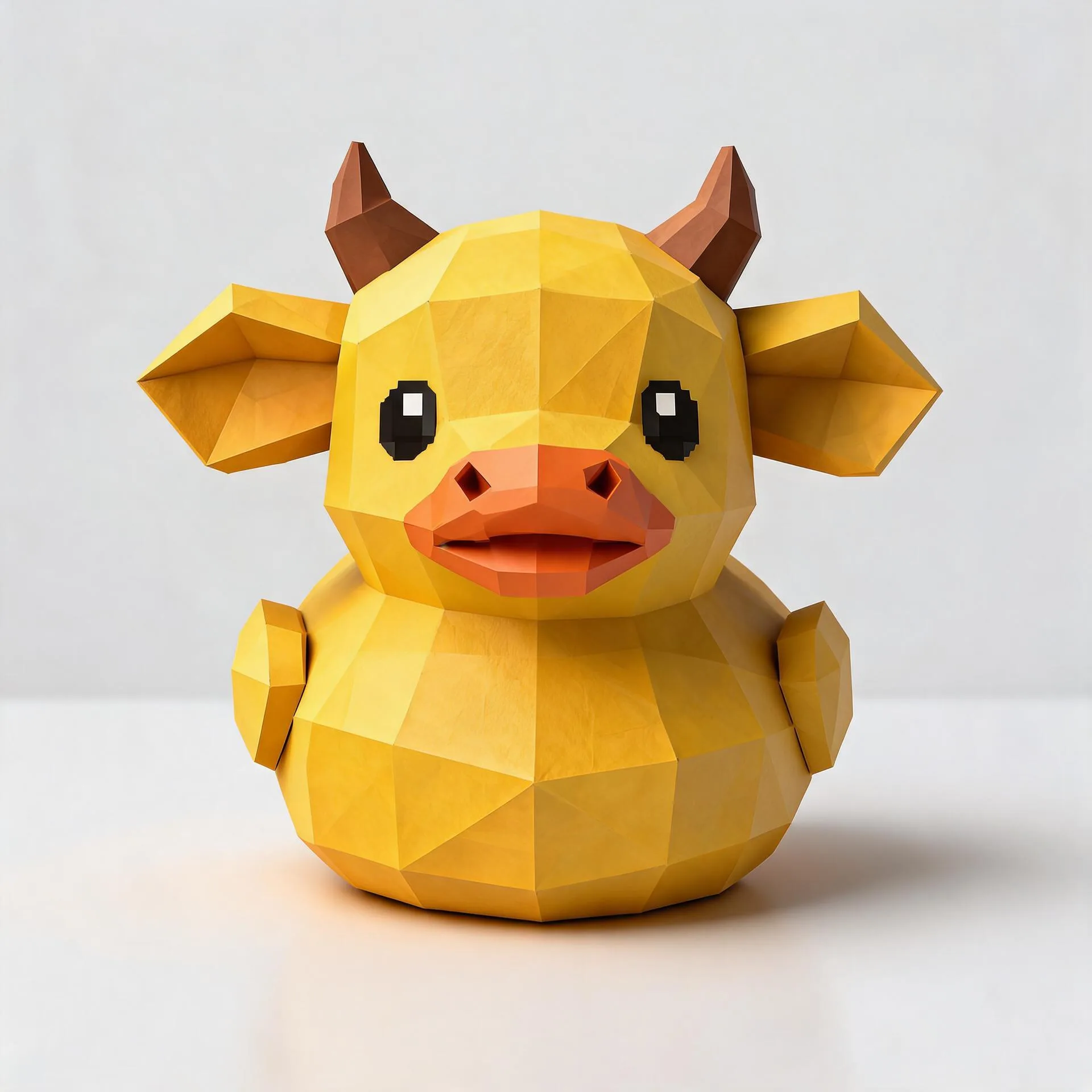 Yellow duck object transformed into a Niu Lai-inspired character